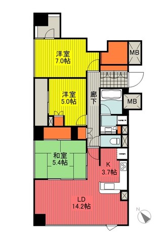 【マンション】シティタワー福島2003号 間取り図